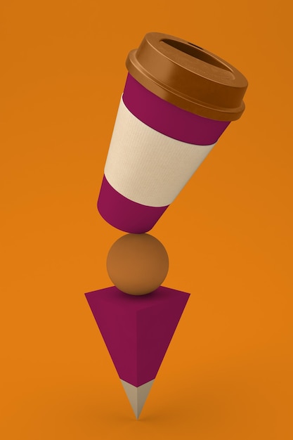 Balanced Coffee Cup Left Side In Orange Background