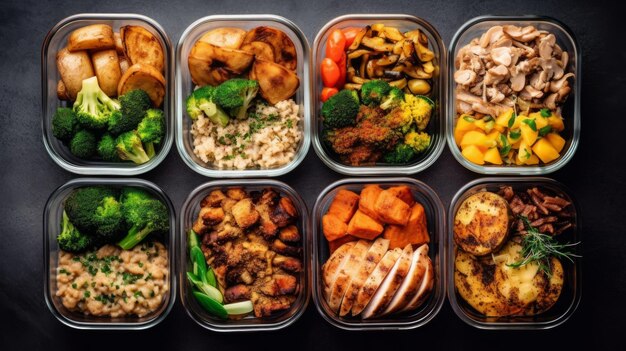 Balanced meal prep for a healthy lifestyle AI generated