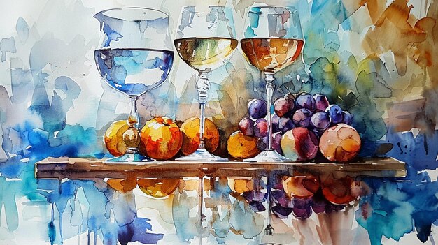 Photo balanced nutrition guide watercolor illustration