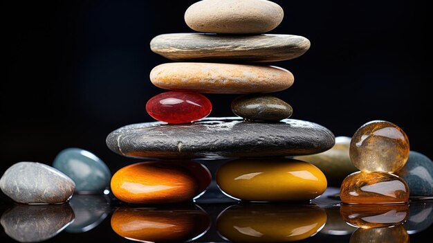 Foto balanced stones een zwaartekracht ontkennende sculptuur van harmonie generatieve ai