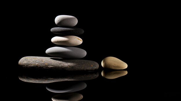 Balanced Stones Een zwaartekracht ontkennende sculptuur van harmonie Generatieve AI