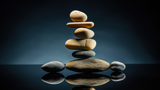 Balanced Stones A GravityDefying Sculpture of Harmony Generative AI