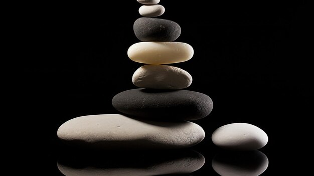 Foto balanced stones a gravitydefying sculpture of harmony generative ai