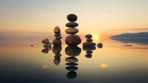 Balanced stones in water