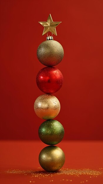 Foto balanceren van kerstballen sterren ornamenten