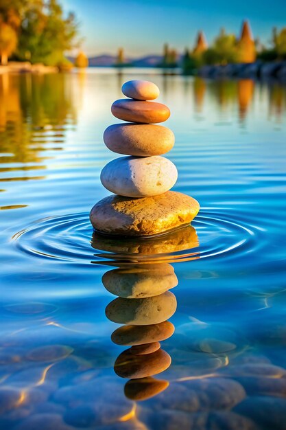 Photo balancing act a stacked rock stone wonder