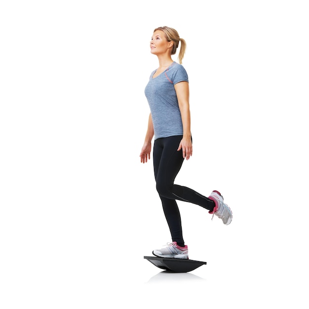 Balancing on her bosu Health Fitness