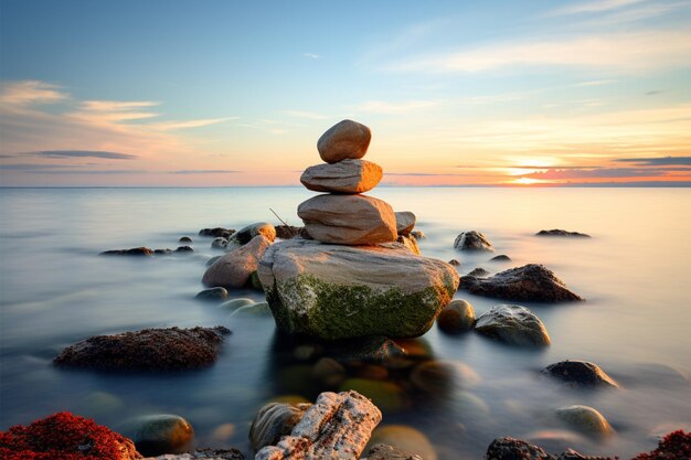 Foto le rocce di bilanciamento offrono un'alternativa naturale serena per un benessere olistico