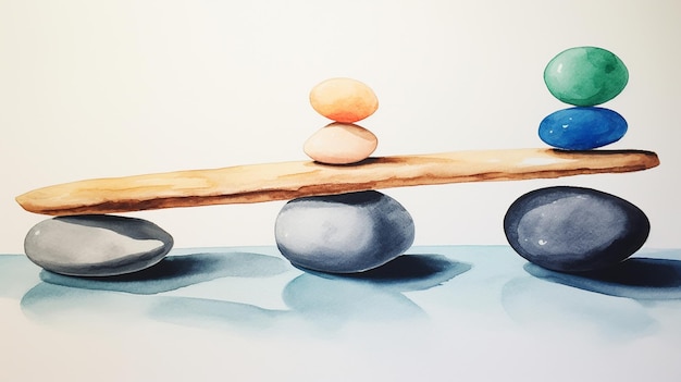 Photo balancing and stability in equilibrium watercolor image