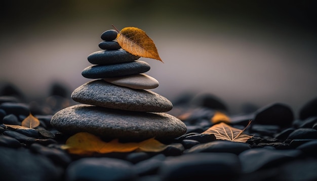 Balans van zen-stenenconcepten met harmonie en positief denken Generatieve AI