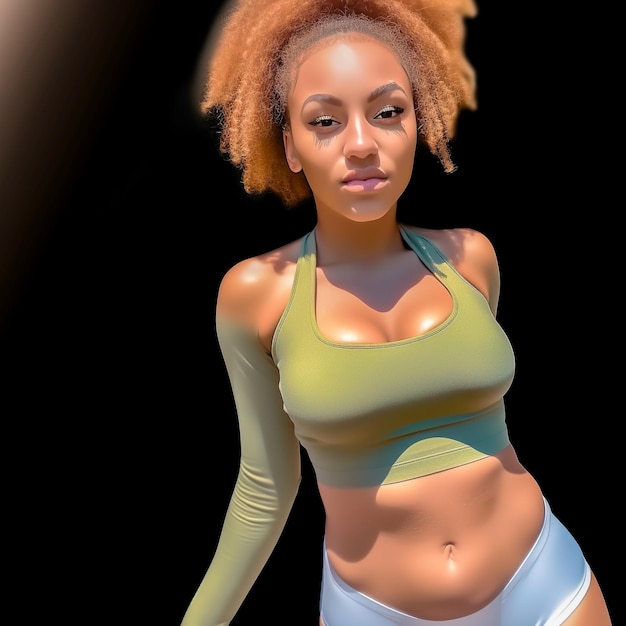Модель чернокожей женщины с вьющимися волосами в эротическом наряде