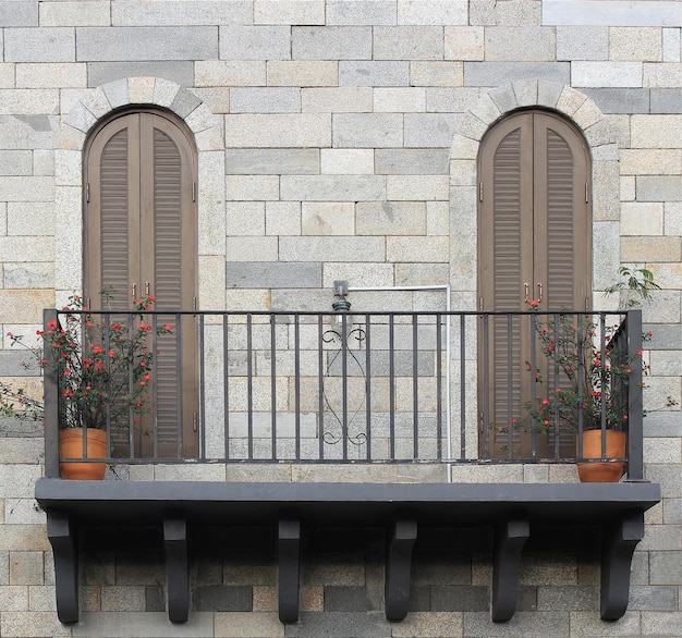 Balcony with pots