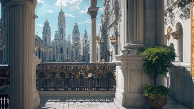 A balcony with a view of the city of venice.