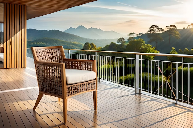 A balcony with a view of the mountains