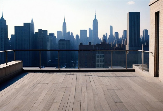 Photo a balcony with a view of the skyline and the city skyline