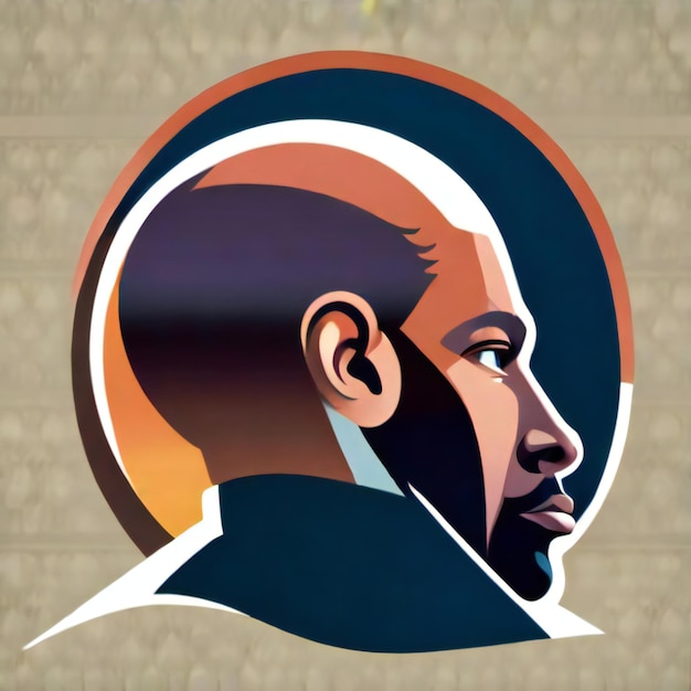 Bald AfricanAmerican man with a beard Back and side view