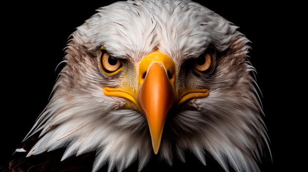 bald bald eagle portrait on black background