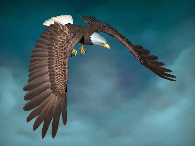 Белоголовый орлан крупным планом. 3д иллюстрация