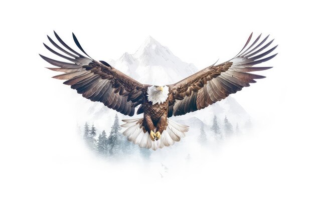 Bald eagle dubbele belichting illustratie generatieve ai