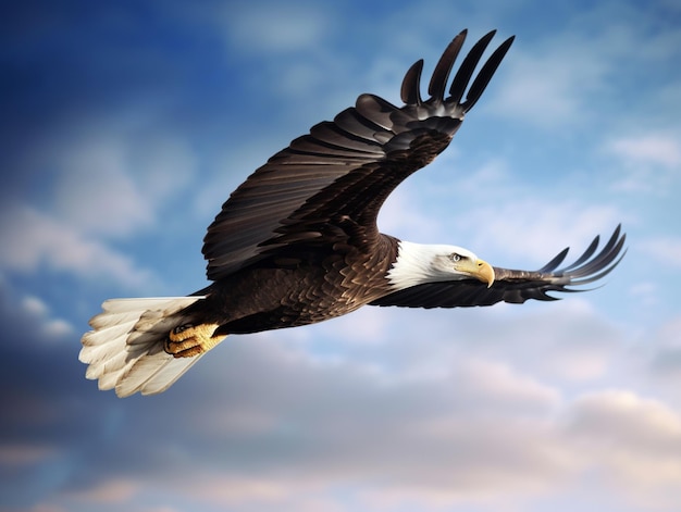 Premium AI Image | A bald eagle flies in the sky with the sun shining ...