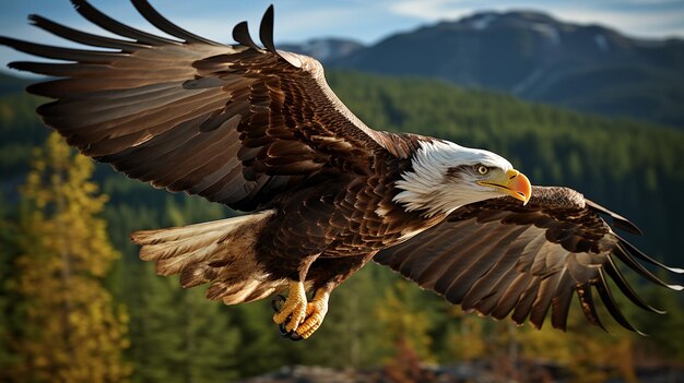 Bald_eagle_flying_and_gliding_slowly_anhd 8k wallpaper stock photographic image