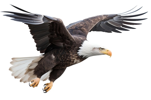 Bald Eagle Flying met witte achtergrond Generatieve AI