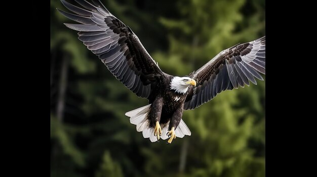 Photo a bald eagle flying with its wings spread