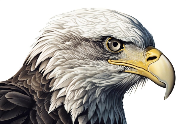 Bald Eagle geïsoleerd op witte achtergrond illustratie Uitknippad inbegrepen