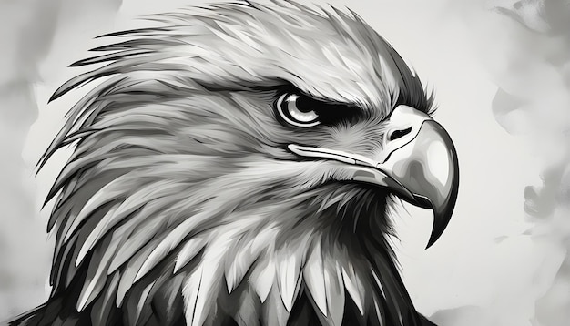 bald eagle head in black and white background