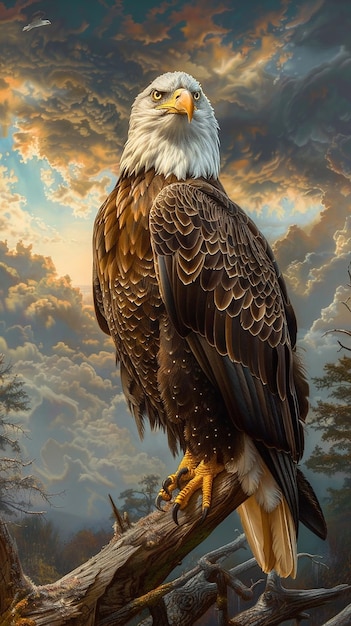 Foto bald eagle met memorial day panoramic view