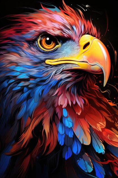 Bald Eagle Neon High Resolution gevonden AI GERATED ART generatieve IA