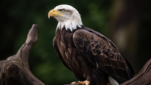 A bald eagle sits on a branch.