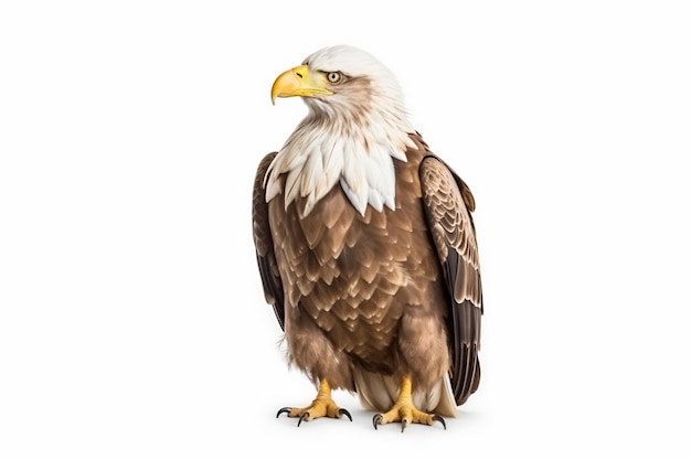 a bald eagle sitting on the ground with its wings spread