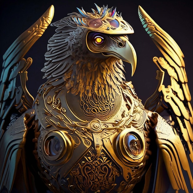 Bald eagle steampunk animal illustration generative ai