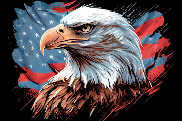 Белоголовый орлан с цветом американского флага Generative AI