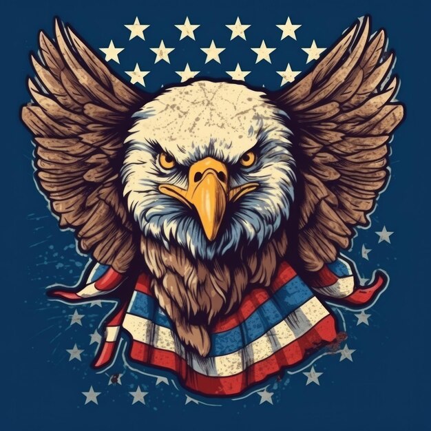 Bald eagle with america flag color