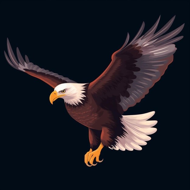 A bald eagle with wings spread