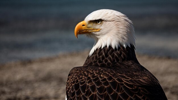 Bald headed eagle side profile