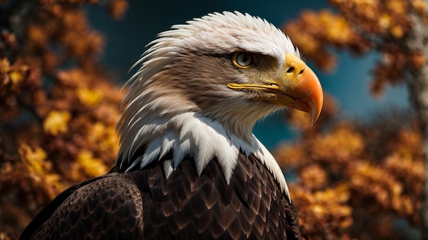 Bald headed eagle side profile