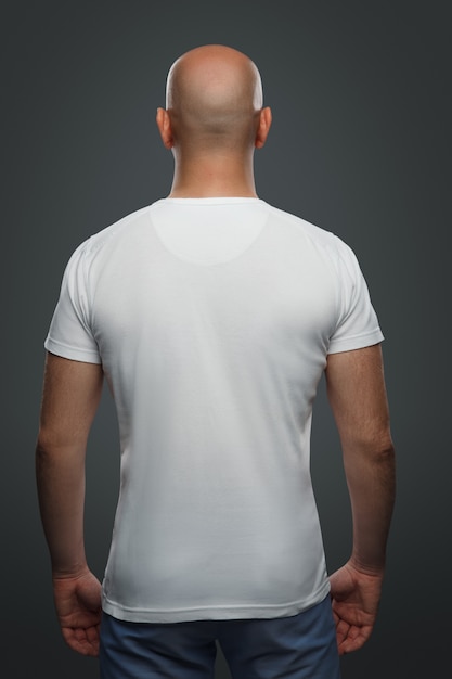 Bald man in a T-shirt