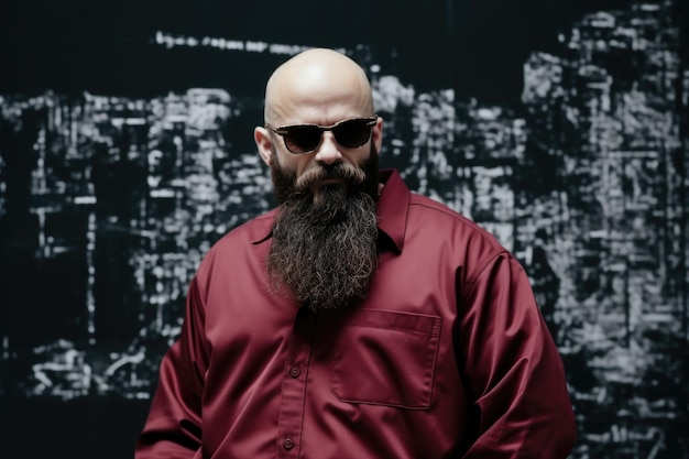 Photo a bald man with a beard and sunglasses ai