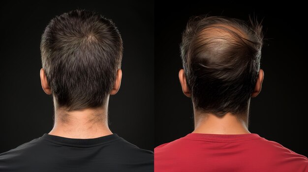 Photo balding man before and after hair transplant surgery man losing hair becomes shaggy