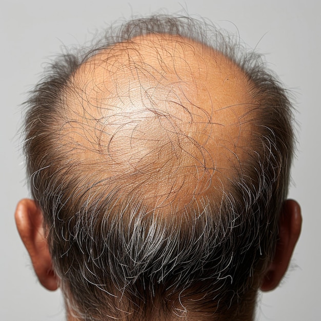 Foto vista del profilo della testa di balding mans