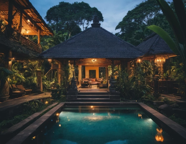 Photo bali jungle hotel candid