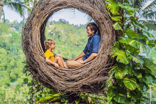 Bali trend straw nests everywhere child friendly place happy family enjoying their travel around