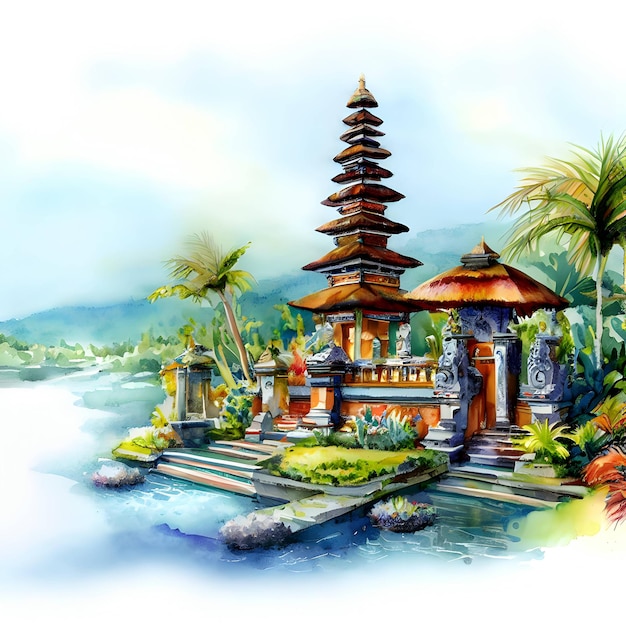 Bali vibes watercolor style