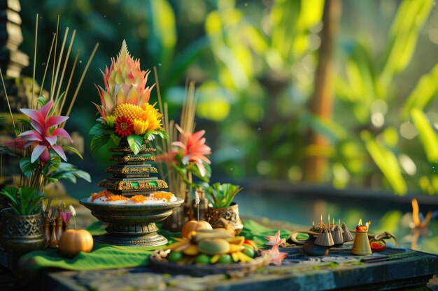 Photo balis canang sari offerings ceremonies and culture