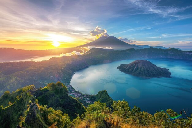 写真 バリのトップアトラクション バトゥール火山と湖の景色