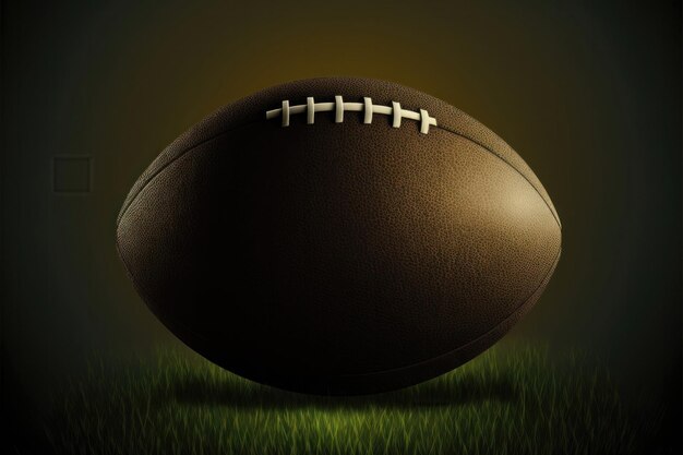 Ball of American football on the grass background