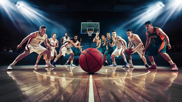 Ball in the basketball court